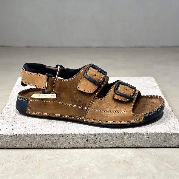 Brown_Suede_Leather_Triple_Buckle_Strap_Sandals_For_Men