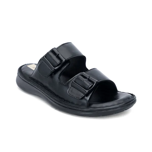 Black_Softie_Leather_Dual_Buckle_Strap_Orthopedic_Sandals_For_Men