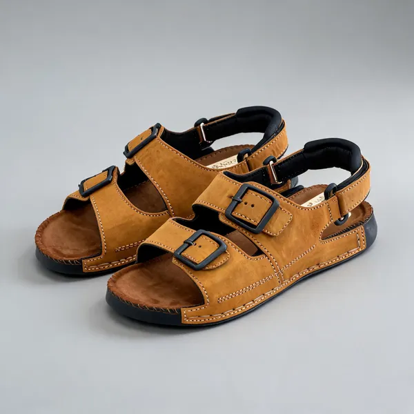Tan_Suede_Leather_Double_Buckle_Strap_Sandals_For_Men