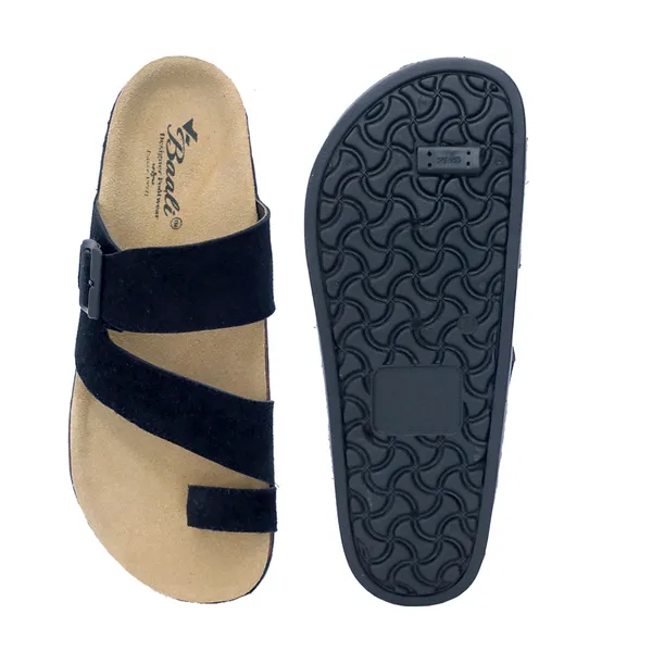 Black_Suede_Leather_Multi_Strap_Cork_Footbed_Flat_Sandals_For_Men