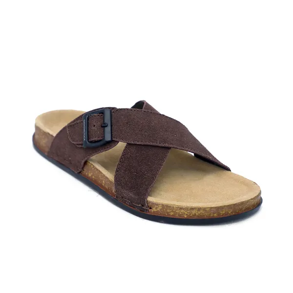 Brown_Suede_Leather_Flat_Buckle_Sandals_For_Men