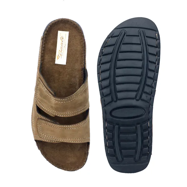 Brown_Suede_Leather_Dual_Strap_Slip_On_Sandals_For_Men
