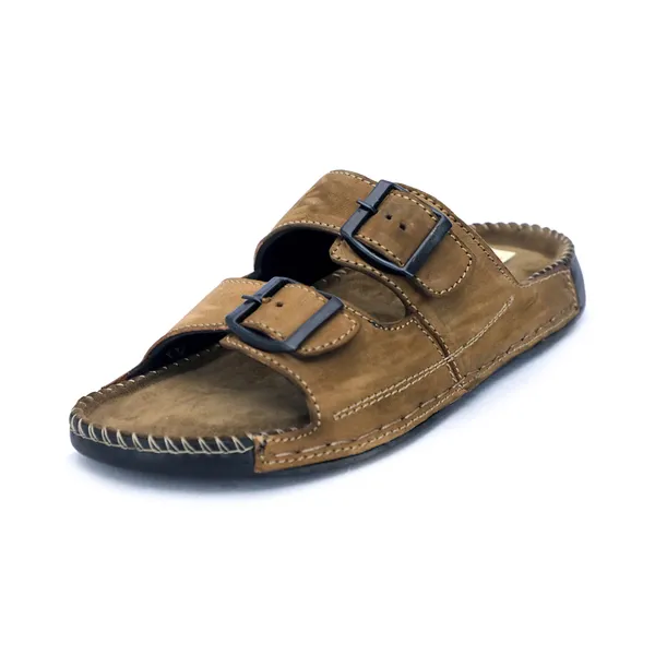 Brown_Suede_Leather_Double_Buckle_Sandals_For_Men