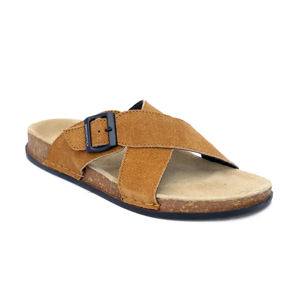 Brown_Suede_Leather_Flat_Sandals_For_Women