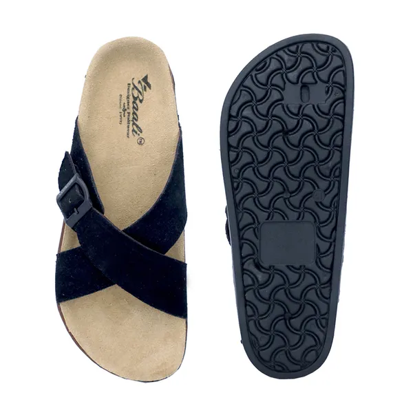 Black_Suede_Leather_Cross_Strap_Buckle_Sandals_For_Men