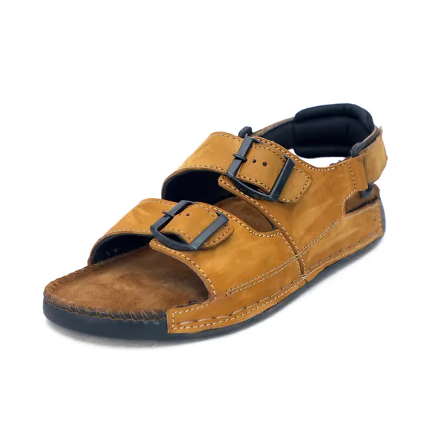Tan_Suede_Leather_Double_Buckle_Strap_Sandals_For_Men