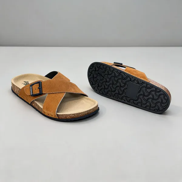 Brown_Suede_Leather_Flat_Sandals_For_Women