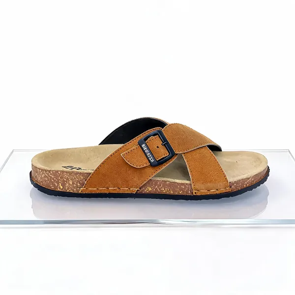 Brown_Suede_Leather_Flat_Sandals_For_Women