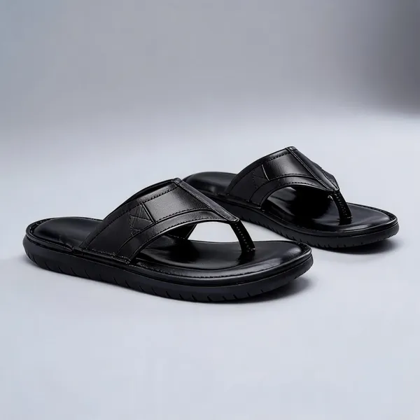 Black_Softie_Leather_V_Strap_Orthopedic_Flip_Flop_For_Men