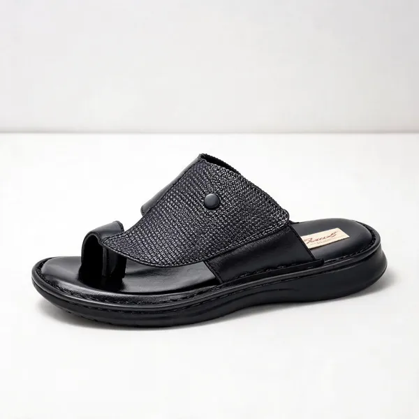 Black_Softie_Leather_Textured_Strap_Orthopedic_Sandals_For_Men