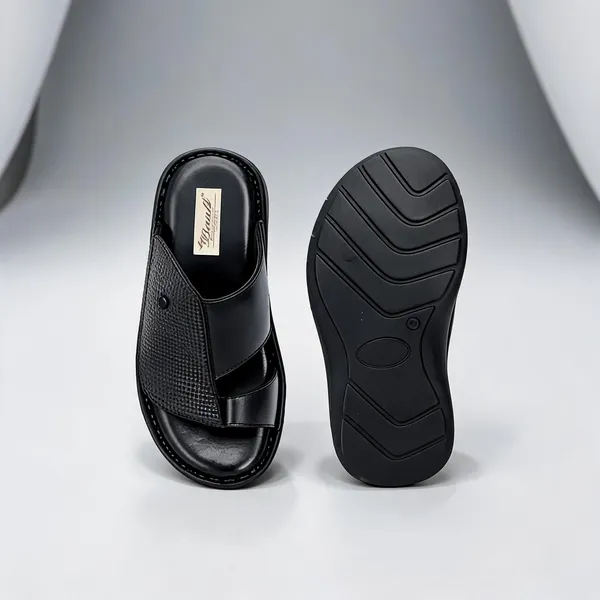 Black_Softie_Leather_Textured_Strap_Orthopedic_Sandals_For_Men