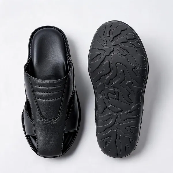 Black_Softie_Leather_Slip_On_Orthopedic_Sandals_For_Men
