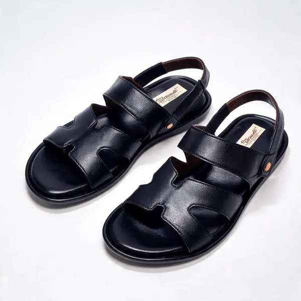 Black_Softie_Leather_Crossover_Strap_Orthopedic_Sandals_For_Men