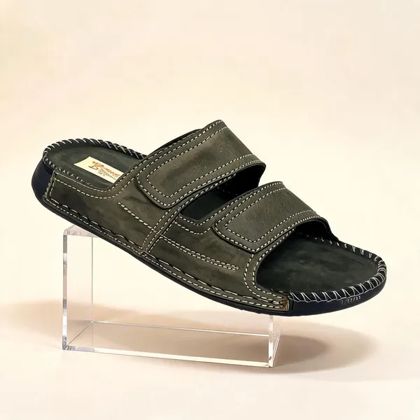 Olive_Suede_Leather_Slip_On_Sandals_For_Men