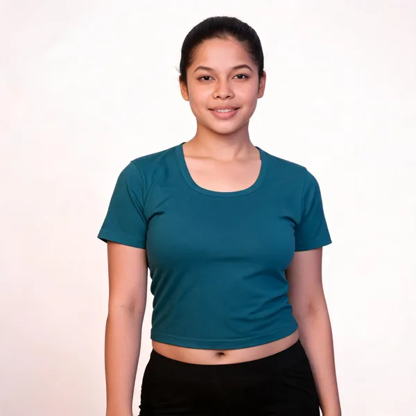 Blue_Cotton_Lycra_Fitted_Crop_Top_For_Women
