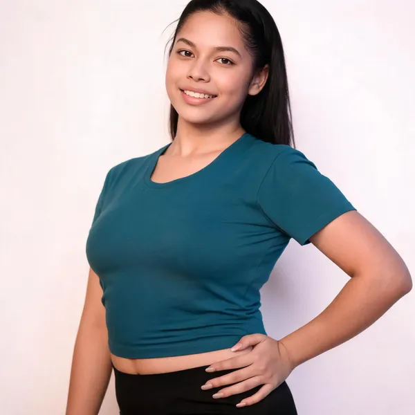 Blue_Cotton_Lycra_Fitted_Crop_Top_For_Women