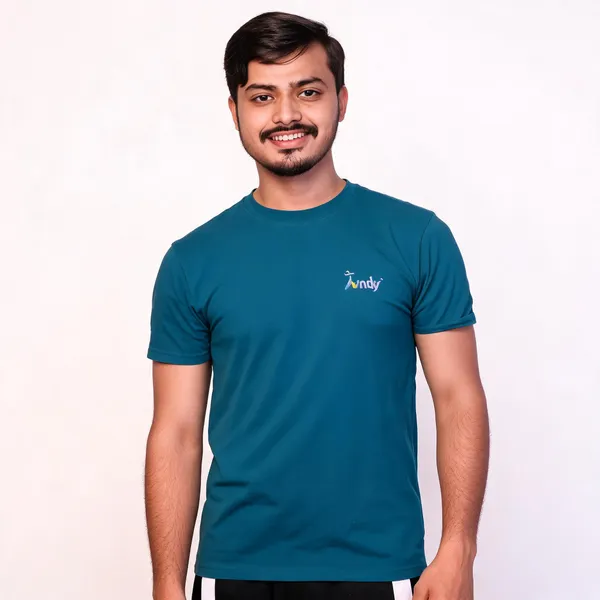 Blue_Cotton_Lycra_T-Shirt_For_Men
