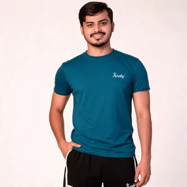 Blue_Cotton_Lycra_T-Shirt_For_Men