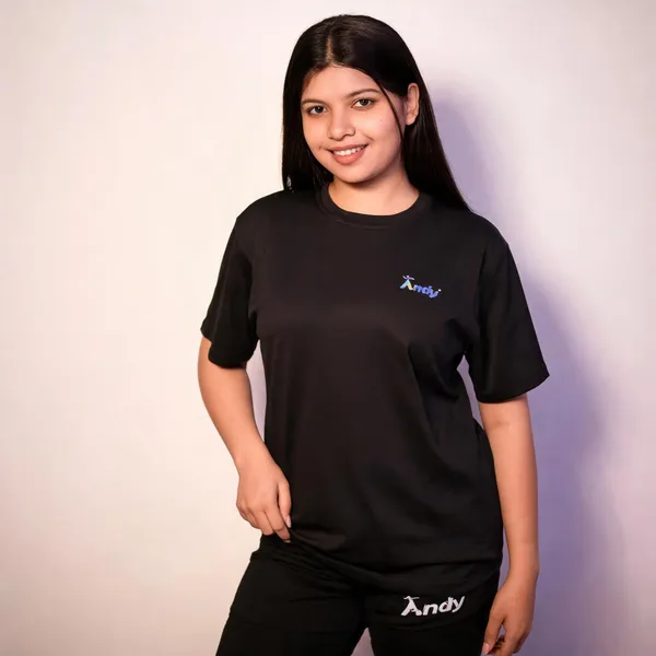 Black_Cotton_Lycra_Regular_Fit_T-Shirt_For_Women
