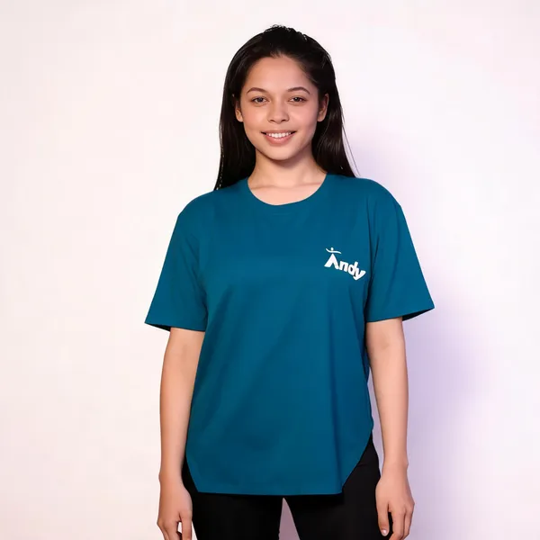 Blue_Cotton_Lycra_Loose_Fit_T-Shirt_For_Women