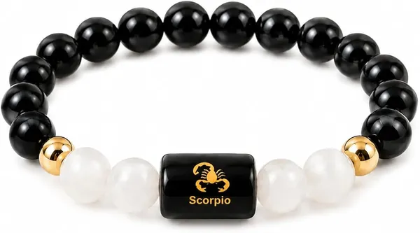 Black_Obsidian_Milky_Quartz_Scorpio_Zodiac_Bracelet_For_Unisex