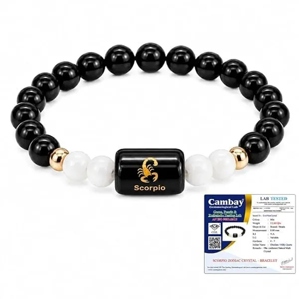 Black_Obsidian_Milky_Quartz_Scorpio_Zodiac_Bracelet_For_Unisex