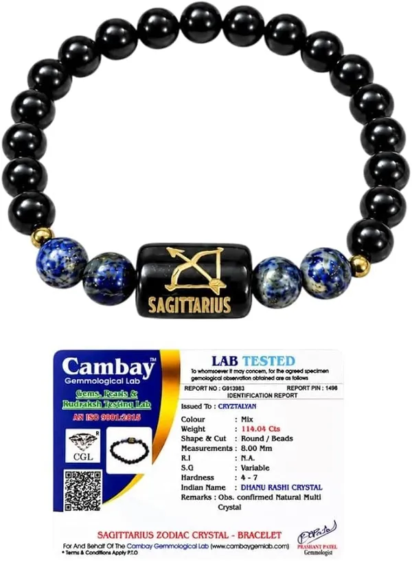 Black_Multi-Crystal_Sagittarius_Zodiac_Bracelet_For_Unisex