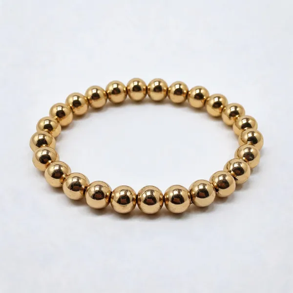 Gold_Pyrite_Beaded_Stretch_Bracelet_For_Unisex