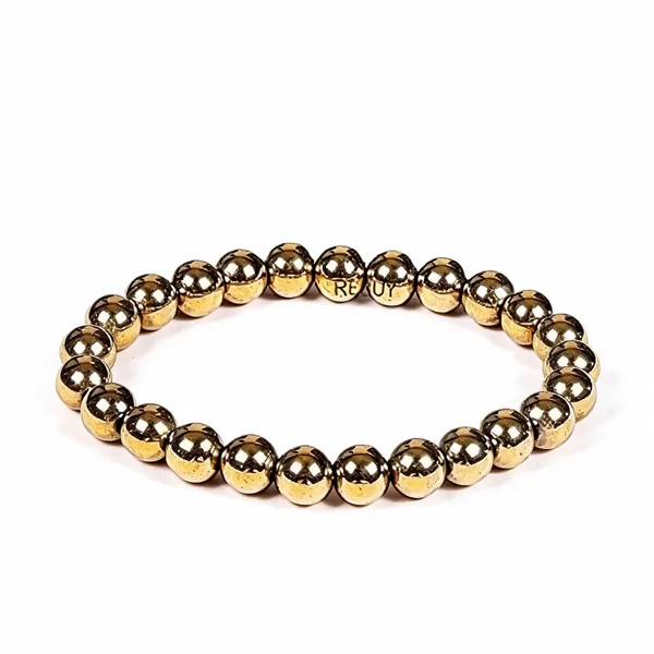 Golden_Pyrite_Natural_Stone_Beaded_Stretch_Bracelet_For_Unisex