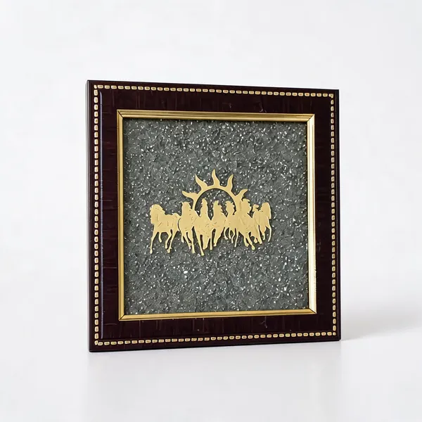 Pyrite_Seven_Horse_Chariot_Motif_Framed_Wall_Art