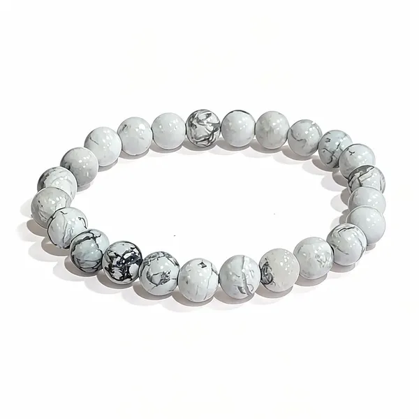 White_Howlite_Spiderweb_Natural_Gemstone_Beaded_Bracelet_For_Unisex