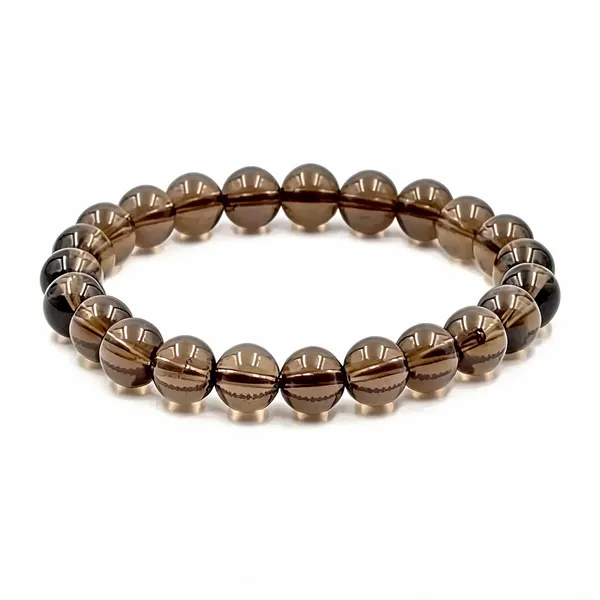 Brown_Smoky_Quartz_Natural_Gemstone_Stretch_Bracelet_For_Unisex
