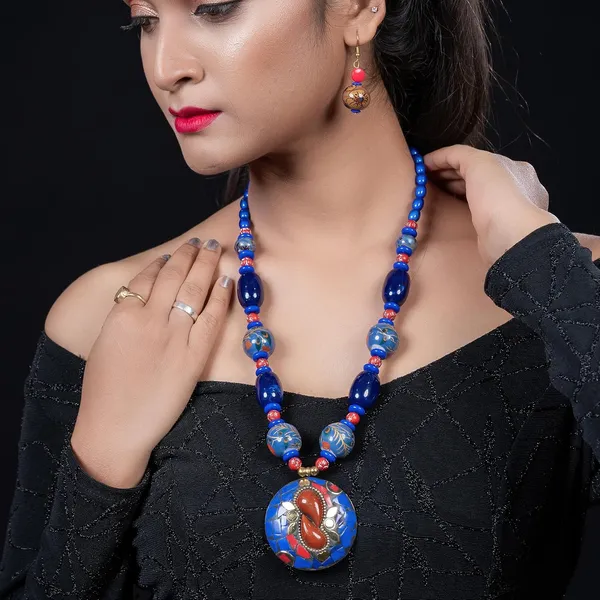 Product_Summary_Beadnest_Tibetan_Pendant_Necklace_Jewellery_Set_For_Women_Girls_Traditional_Afghani_Necklace_With_Tribal_Boho_Style_Earrings_In_Multicolor_Beads_Hook_Lock_Wedding_Retro_Vintage_Fashion_Wear
