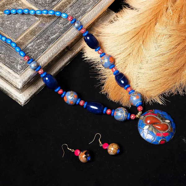 Product_Summary_Beadnest_Tibetan_Pendant_Necklace_Jewellery_Set_For_Women_Girls_Traditional_Afghani_Necklace_With_Tribal_Boho_Style_Earrings_In_Multicolor_Beads_Hook_Lock_Wedding_Retro_Vintage_Fashion_Wear