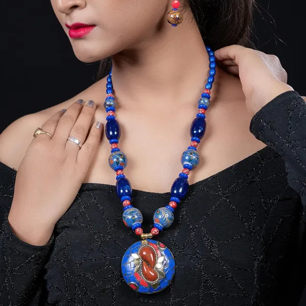 Product_Summary_Beadnest_Tibetan_Pendant_Necklace_Jewellery_Set_For_Women_Girls_Traditional_Afghani_Necklace_With_Tribal_Boho_Style_Earrings_In_Multicolor_Beads_Hook_Lock_Wedding_Retro_Vintage_Fashion_Wear