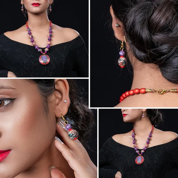 Product_Summary_Beadnest_Tibetan_Pendant_Necklace_Jewellery_Set_For_Women_Girls_Traditional_Afghani_Necklace_With_Tribal_Boho_Style_Earrings_In_Multicolor_Beads_Hook_Lock_Wedding_Retro_Vintage_Fashion_Wear