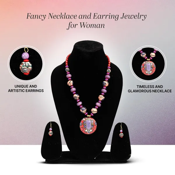 Product_Summary_Beadnest_Tibetan_Pendant_Necklace_Jewellery_Set_For_Women_Girls_Traditional_Afghani_Necklace_With_Tribal_Boho_Style_Earrings_In_Multicolor_Beads_Hook_Lock_Wedding_Retro_Vintage_Fashion_Wear
