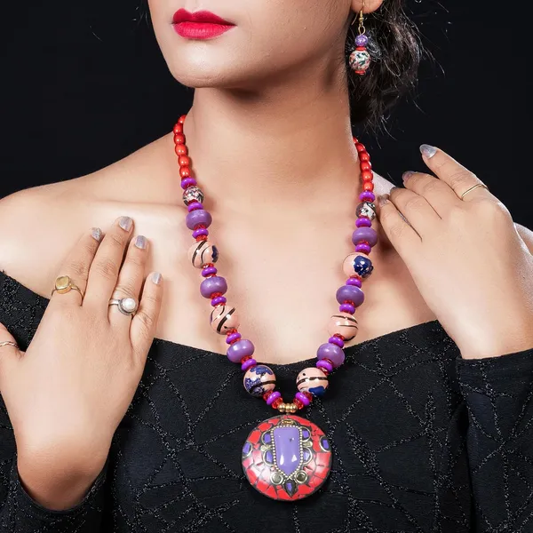 Product_Summary_Beadnest_Tibetan_Pendant_Necklace_Jewellery_Set_For_Women_Girls_Traditional_Afghani_Necklace_With_Tribal_Boho_Style_Earrings_In_Multicolor_Beads_Hook_Lock_Wedding_Retro_Vintage_Fashion_Wear
