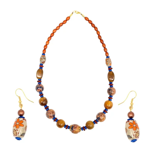 Beaded_Necklace_Earrings_Set_For_Women_Girls_Handmade_Ethnic_Jewellery_Artistic_Design_Hook_Clasp_Lightweight_Fashion_Statement_Vintage_Choker_Clubwear_Wedding_Gift_Set