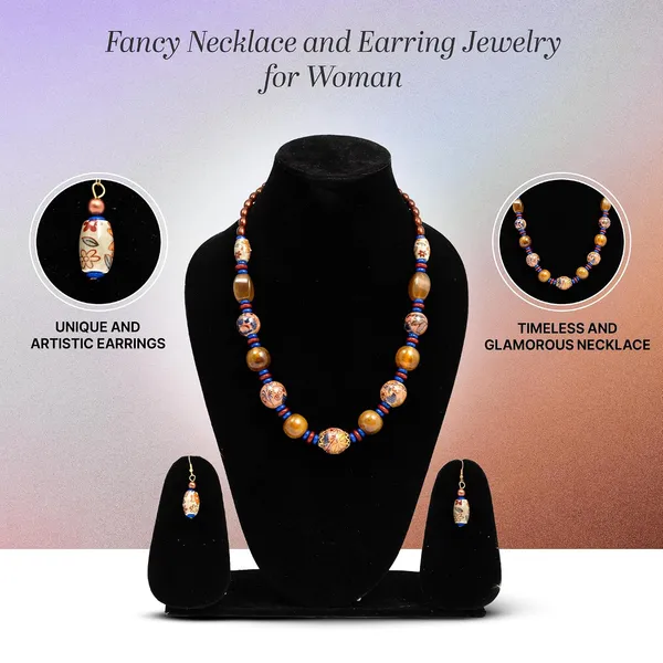 Beaded_Necklace_Earrings_Set_For_Women_Girls_Handmade_Ethnic_Jewellery_Artistic_Design_Hook_Clasp_Lightweight_Fashion_Statement_Vintage_Choker_Clubwear_Wedding_Gift_Set