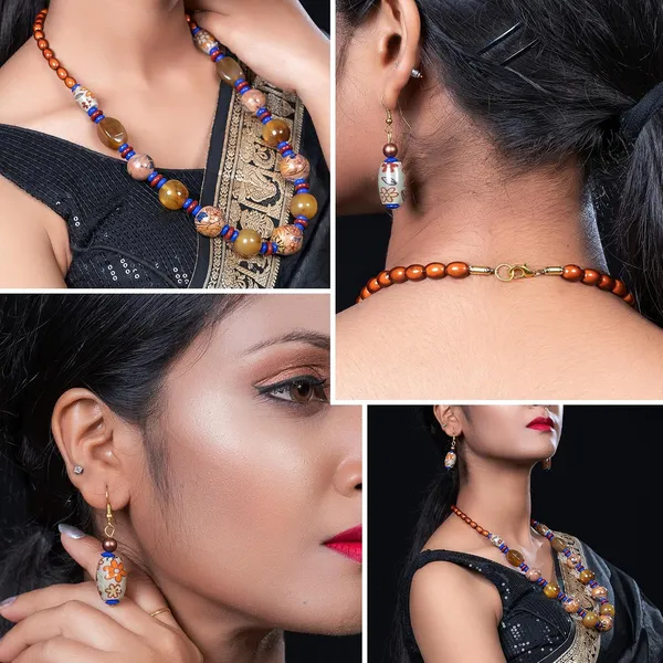 Beaded_Necklace_Earrings_Set_For_Women_Girls_Handmade_Ethnic_Jewellery_Artistic_Design_Hook_Clasp_Lightweight_Fashion_Statement_Vintage_Choker_Clubwear_Wedding_Gift_Set