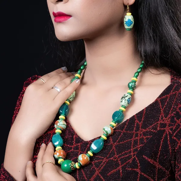 Beaded_Necklace_Earrings_Set_For_Women_Girls_Handmade_Ethnic_Jewellery_Artistic_Design_Hook_Clasp_Lightweight_Fashion_Statement_Vintage_Choker_Clubwear_Wedding_Gift_Set
