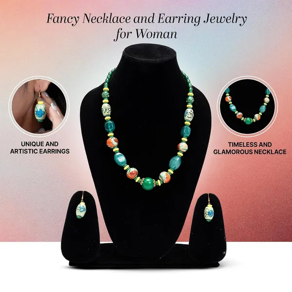 Beaded_Necklace_Earrings_Set_For_Women_Girls_Handmade_Ethnic_Jewellery_Artistic_Design_Hook_Clasp_Lightweight_Fashion_Statement_Vintage_Choker_Clubwear_Wedding_Gift_Set