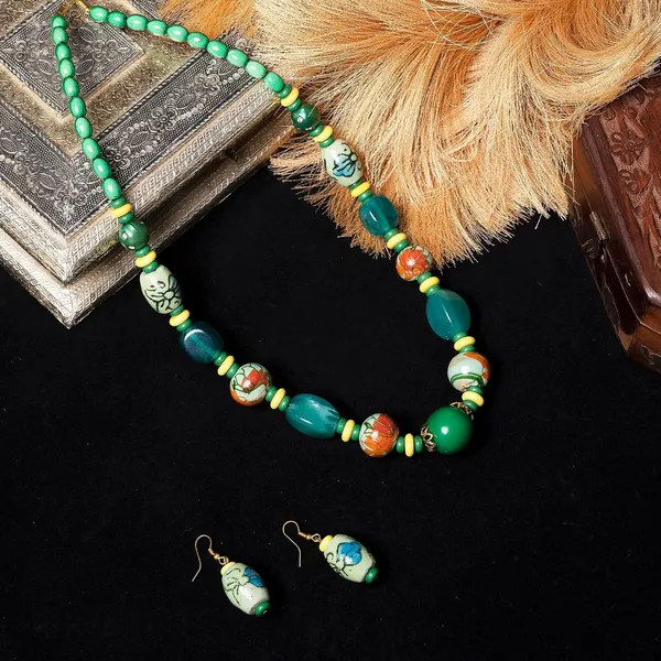 Beaded_Necklace_Earrings_Set_For_Women_Girls_Handmade_Ethnic_Jewellery_Artistic_Design_Hook_Clasp_Lightweight_Fashion_Statement_Vintage_Choker_Clubwear_Wedding_Gift_Set