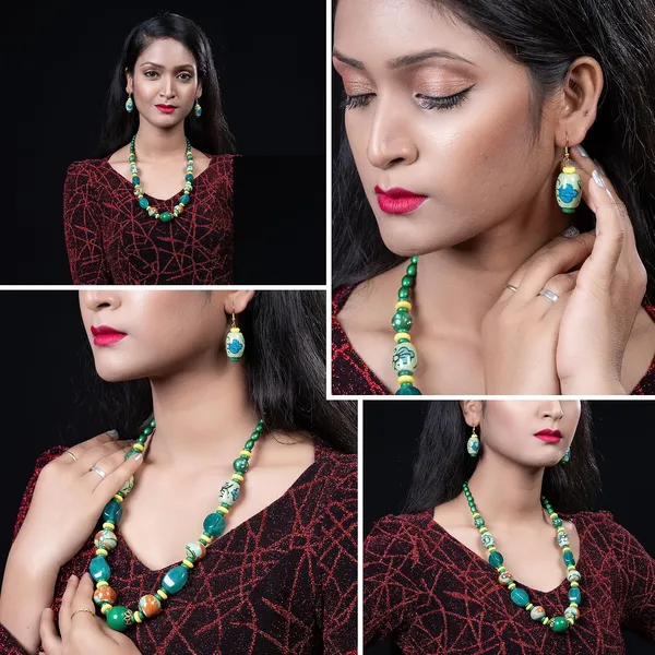 Beaded_Necklace_Earrings_Set_For_Women_Girls_Handmade_Ethnic_Jewellery_Artistic_Design_Hook_Clasp_Lightweight_Fashion_Statement_Vintage_Choker_Clubwear_Wedding_Gift_Set