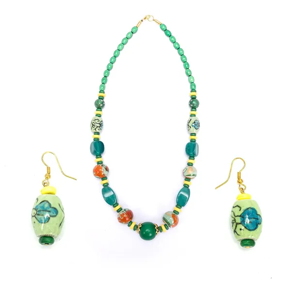 Beaded_Necklace_Earrings_Set_For_Women_Girls_Handmade_Ethnic_Jewellery_Artistic_Design_Hook_Clasp_Lightweight_Fashion_Statement_Vintage_Choker_Clubwear_Wedding_Gift_Set