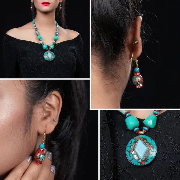 Product_Summary_Beadnest_Tibetan_Pendant_Necklace_Jewellery_Set_For_Women_Girls_Traditional_Afghani_Necklace_With_Tribal_Boho_Style_Earrings_In_Multicolor_Beads_Hook_Lock_Wedding_Retro_Vintage_Fashion_Wear