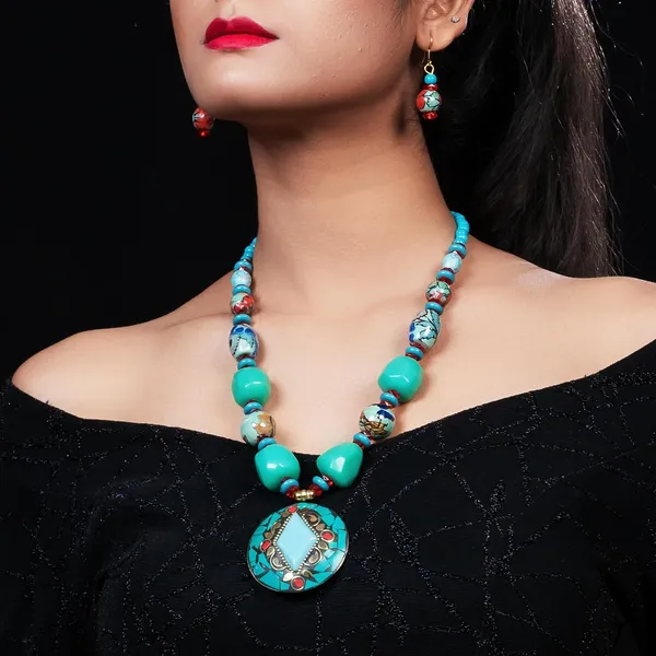 Product_Summary_Beadnest_Tibetan_Pendant_Necklace_Jewellery_Set_For_Women_Girls_Traditional_Afghani_Necklace_With_Tribal_Boho_Style_Earrings_In_Multicolor_Beads_Hook_Lock_Wedding_Retro_Vintage_Fashion_Wear
