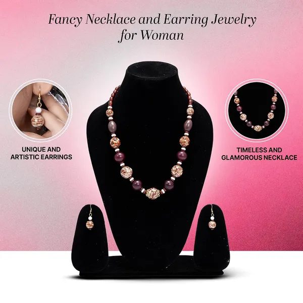 Beaded_Necklace_Earrings_Set_For_Women_Girls_Handmade_Ethnic_Jewellery_Artistic_Design_Hook_Clasp_Lightweight_Fashion_Statement_Vintage_Choker_Clubwear_Wedding_Gift_Set