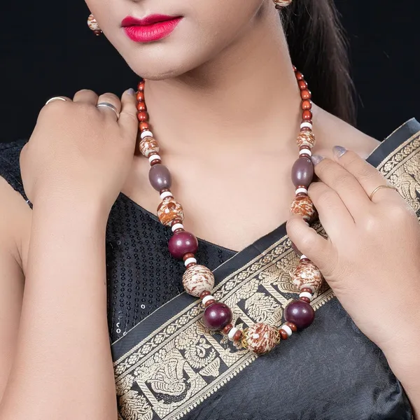 Beaded_Necklace_Earrings_Set_For_Women_Girls_Handmade_Ethnic_Jewellery_Artistic_Design_Hook_Clasp_Lightweight_Fashion_Statement_Vintage_Choker_Clubwear_Wedding_Gift_Set